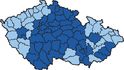 Tmavě modrá: SPOLU a PirSTAN. Světle modrá: ANO a SPD
