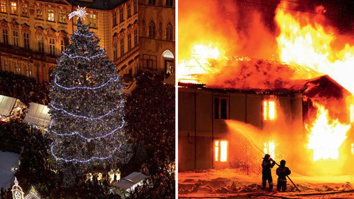 Vánoční stromek těsně před tím, než v jeho okolí  propuklo vinou Andreje B. ohnivé šílenství