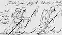 Rösslerova kresba ve&nbsp;staniční knize z&nbsp;února 1907 s&nbsp;poznámkou, že lyžaři zapadali do&nbsp;půlmetrového sněhu