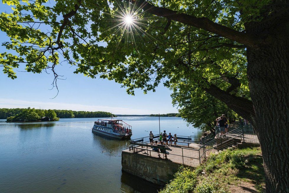 Třeboňský rybník Svět můžete obeplout na vyhlídkové lodi.