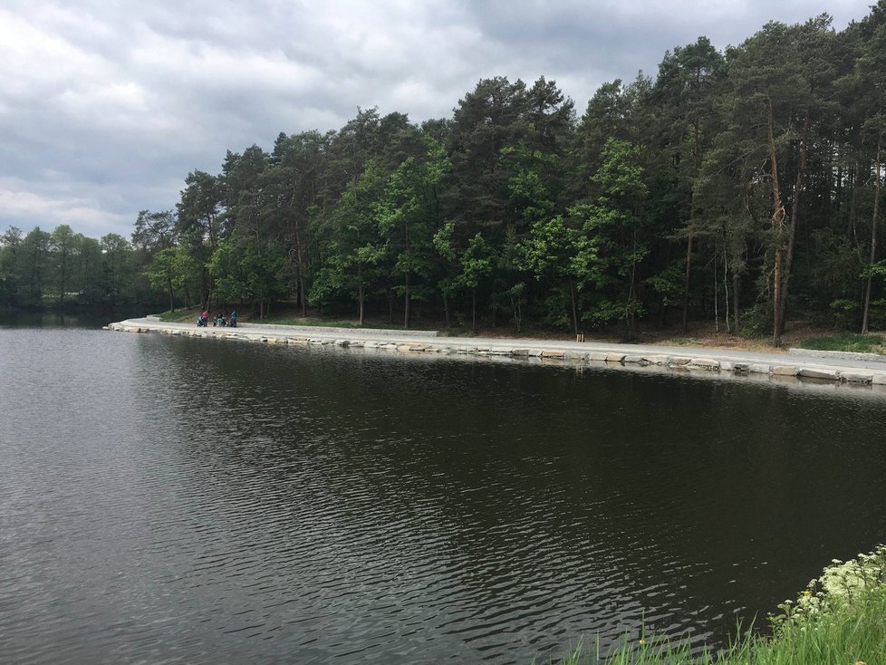 Nově upravený břeh a okolí Třemošenského rybníku v Plzni