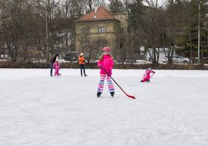 Zamrzlé rybníky v Praze.