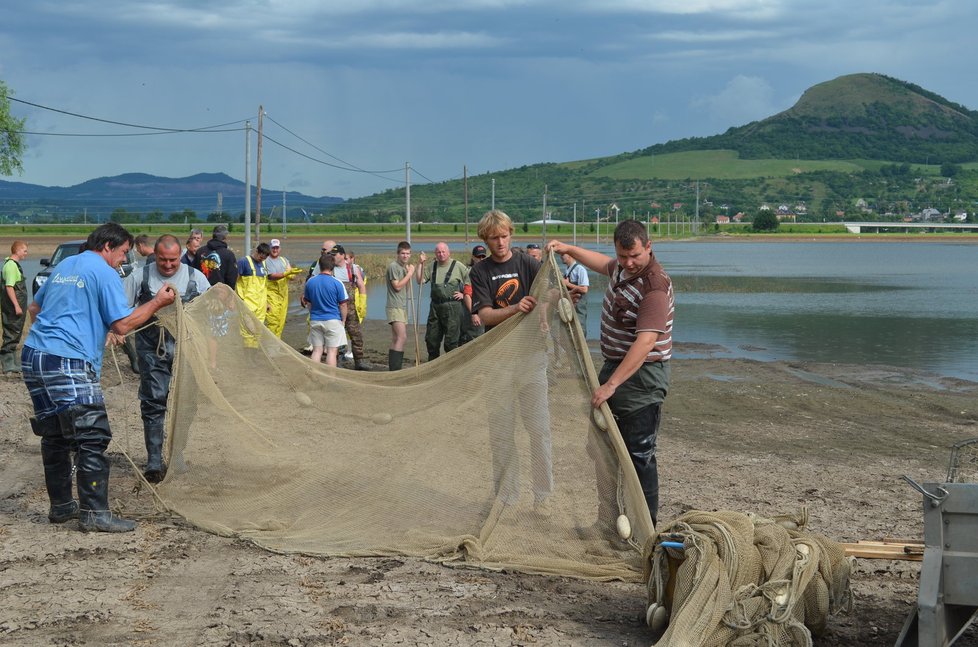 Rybáři s hasiči loví ryby z lagun vzniklých po povodních v polí pomocí sítí. Pomoc jim přijel i Jakub Vágner