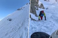 Šílené video z Tater: Turista se nekontrolovatelně řítil ze strmého srázu