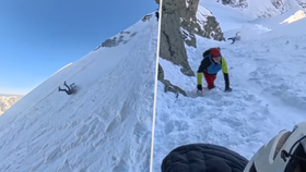 Nekontrolovatelný pád turisty při výstupu na horu Rysy