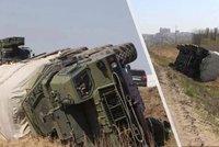 Ruský voják převrátil náklaďák s raketami do příkopu. Za volantem měl 0,7 promile