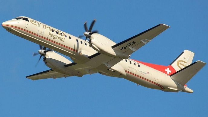 Saab 2000 společnosti Darwin Airline, který bude pro Air Berlin létat do Prahy