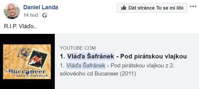 Celebrity vzpomínají na Vláďu Šafránka, který ve  46 letech podlehl nemoci.