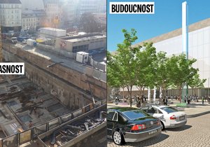 Současná a budoucí podoba Janáčkova kulturního centra, kde najde místo i Filharmonie Brno. Stavba bude stát 1,3 miliardy korun.