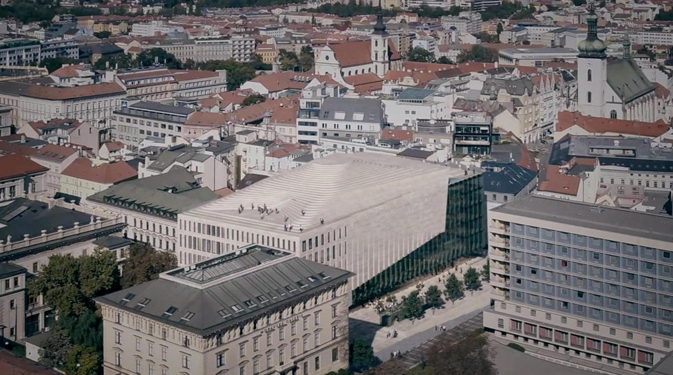 Budova Janáčkova kulturního centra v Brně bude z velké části prosklená, ale zároveň i masivní a uzavřená.