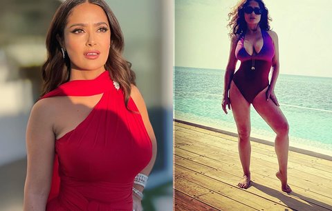 To je výhled, panečku! Kráska Salma Hayeková (54) na pláži vyvalila obří poprsí
