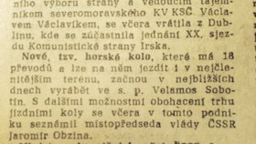 Vicepremiéři měli tehdy krásnou práci – například oznamovat, že už Češi brzy budou moci jezdit na prapodivném přístroji zvaném horském kolo. (Práce)