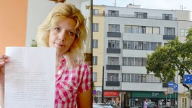 Iveta Součková s písemnou výstrahou od pronajímatele bytu, kterou mu odmítla podepsat