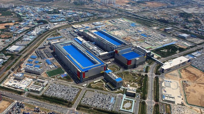 Jihokorejská továrna na čipy společnosti Samsung.