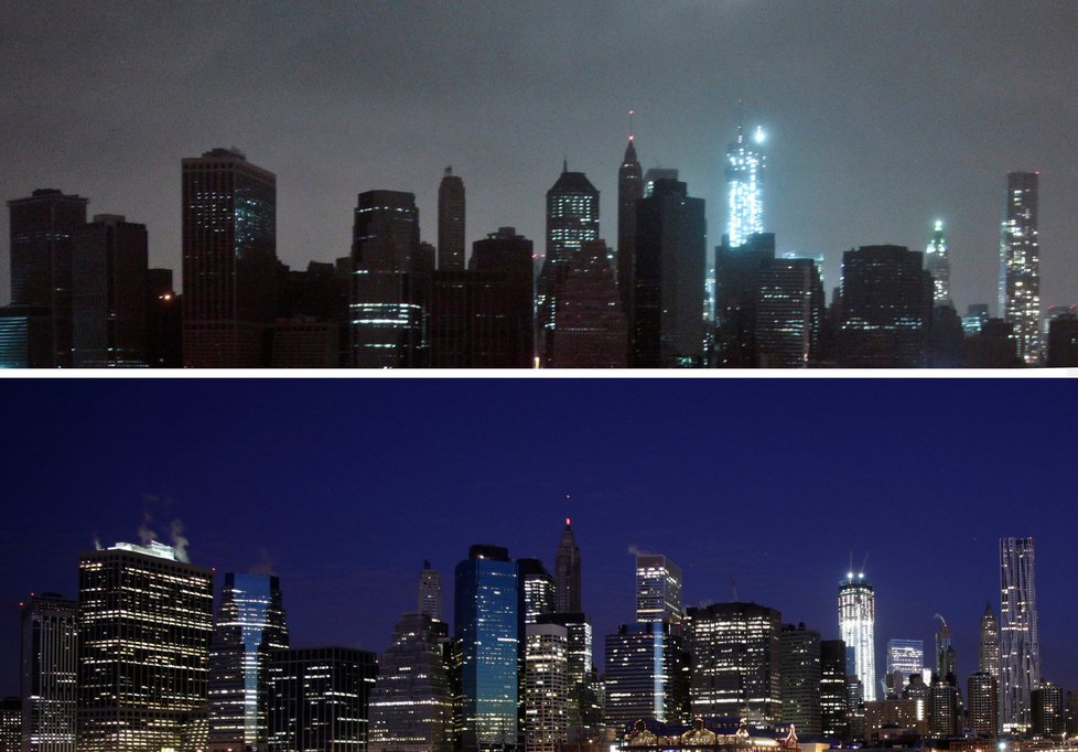 Řádění superbouře Sandy: New York pohltila tma