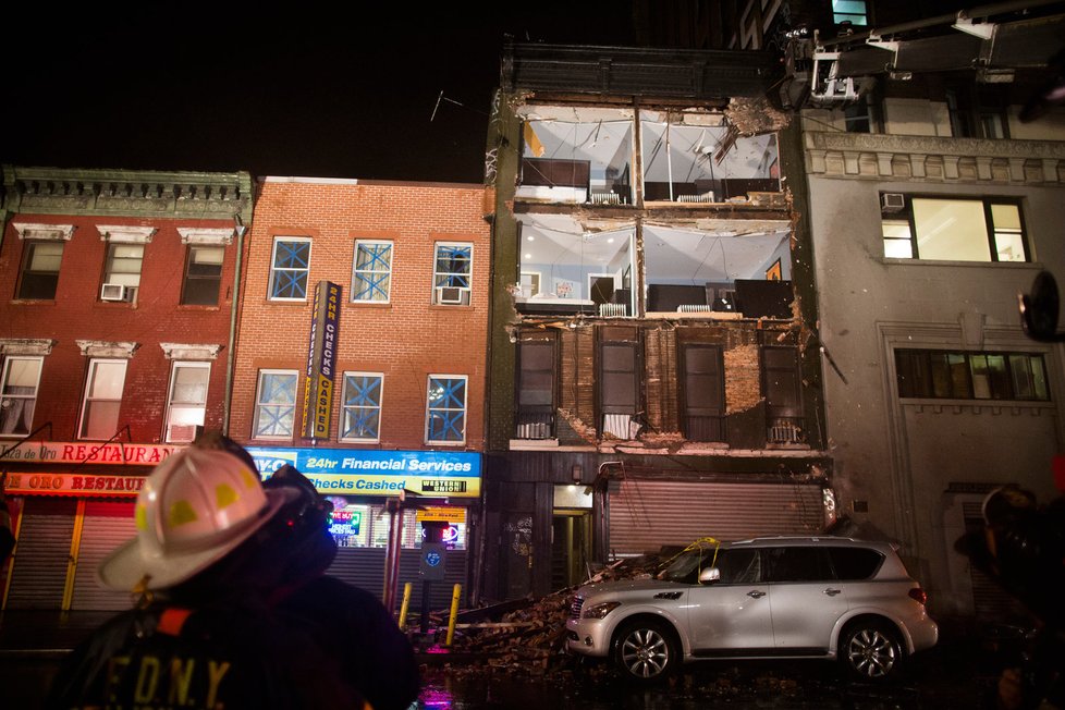 Stržená stěna domu na newyorském Manhattanu