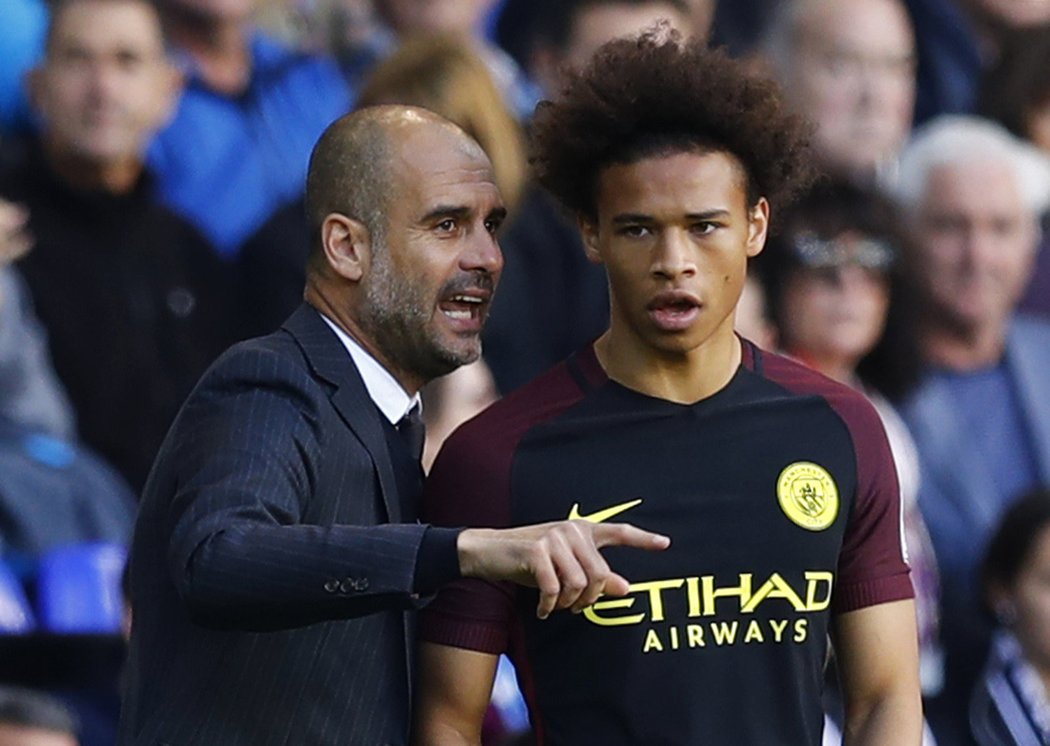 Leroy Sane a trenér Pep Guardiola