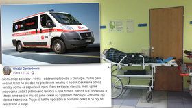 Příspěvek na facebooku šokoval lidi, pacientku prý nemocnice nechala trpět. Vina je prý na dopravci