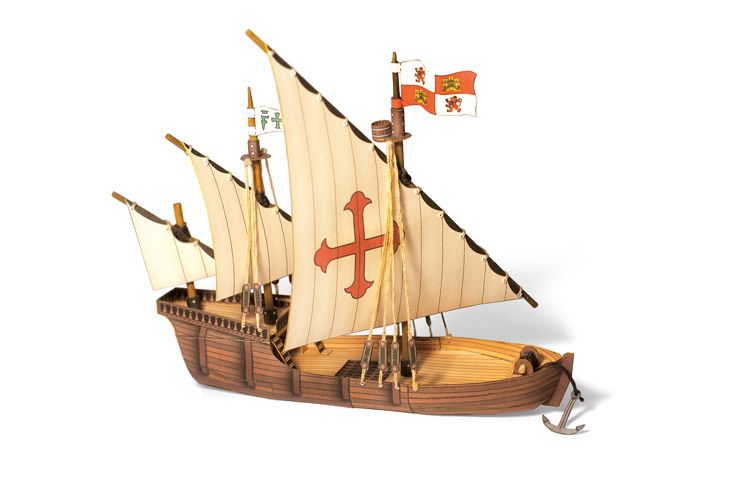 Papírový model historické lodě Santa Clara, kterou Kryštof Kolumbus přejmenoval na Niňu a se kterou objevil Ameriku