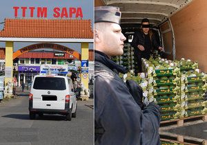 Razie policistů, celníků, veterinární správy a Státní zemědělské a potravinářské inspekce v tržnici Sapa, 22. března 2019.