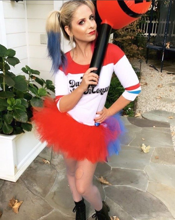 ...a jeho manželka Sarah Michelle Gellar mu příhodně dělala Harley Quinn.