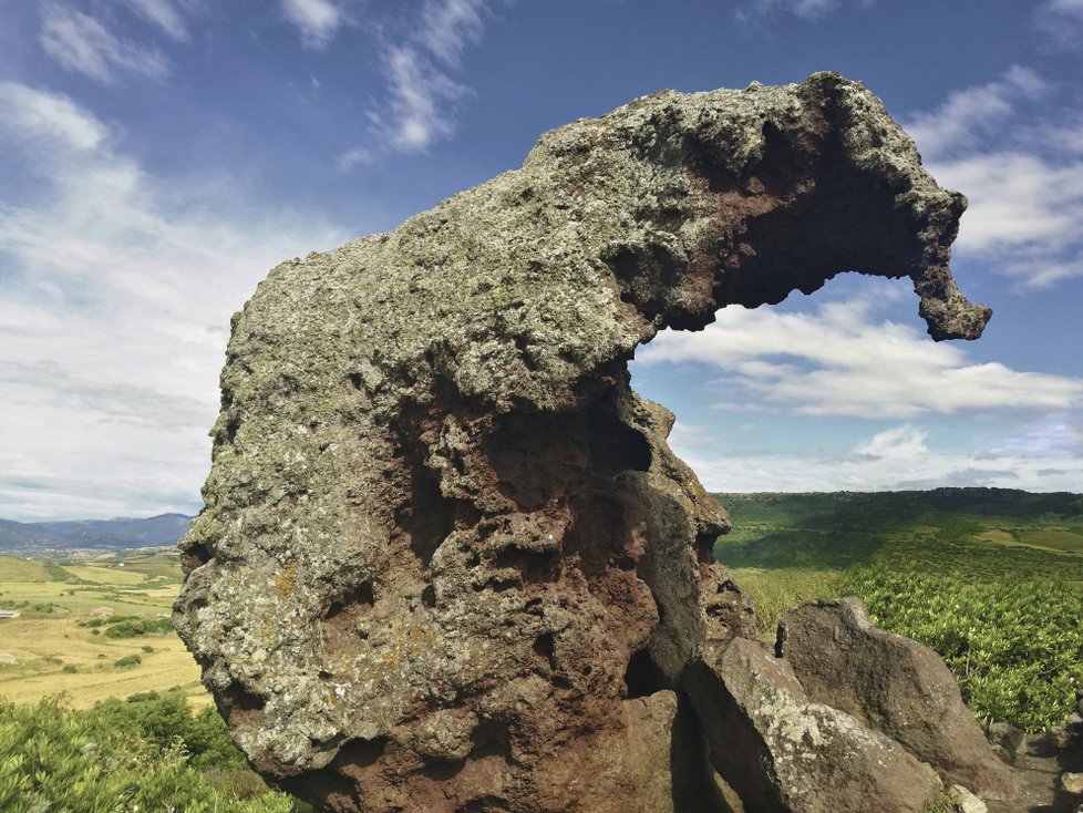 Roccia dell&#39; Elefante (Sloní skála) je vzdálena 5 km do vnitrozemí z Castelsarda. Uvnitř je vyhloubena hrobka - tzv. domus de janas (přednuragská civilizace) s pohřební komůrkou.