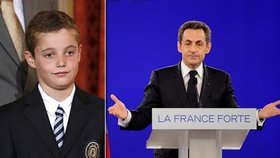 Francouzský prezident Sarkozy se omluvil za počínání svého syna Louise (vlevo), který nečekaně zaútočil na policistku