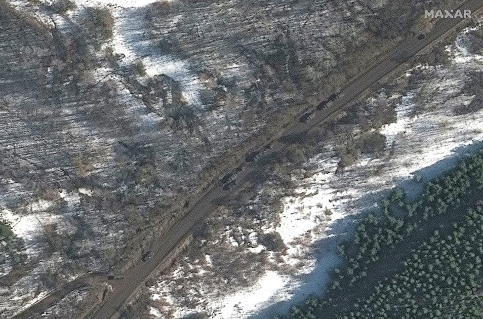 Satelitní snímky ruských jednotek u Ukrajiny, 23. únor 2022