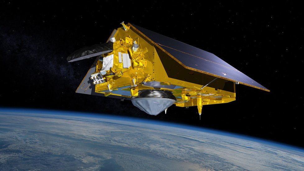 Družice Sentinel-6 programu Copernicus sleduje výšku hladiny moří a vodních ploch.