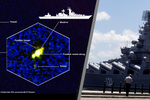 Britské námořnictvo zachytilo hořící křižník Moskva na satelitních snímcích.