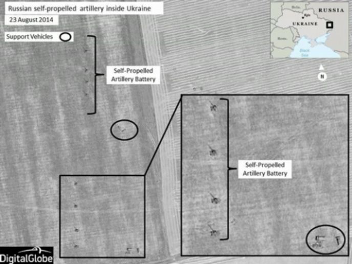 Satelitní snímky, které podle NATO svědčí o "významné eskalaci a zdokonalení ruského vojenského vměšování" na Ukrajině