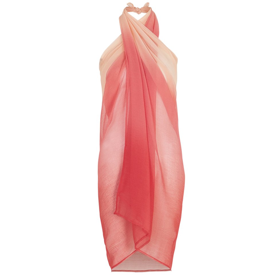 Dlouhý meruňkovo růžový sarong přes plavky je velmi praktický a nahradí šaty, F&F, cena: 169 Kč