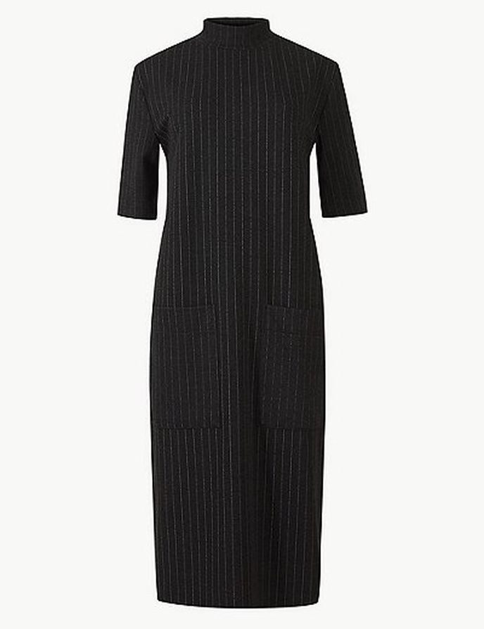 Pruhované splývavé midi šaty s dlouhými rukávy, Marks Spencer, 1199 Kč Pruhované splývavé midi šaty s dlouhými rukávy, Marks Spencer, 1199 Kč