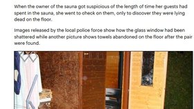 Článek na Daily Mail o českém úmrtí dvou žen v sauně