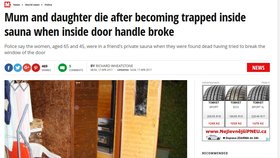 Článek Mirroru o českém úmrtí dvou žen v sauně