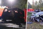 U Sazené na Kladensku při nehodě dodávky a osobního auta zemřeli dva lidé. Další čtyři jsou zranění. (13. října 2021)