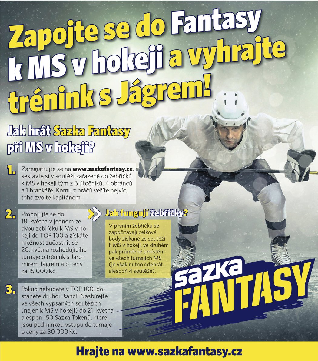 Hraj Fantasy MS o trénink s Jaromírem Jágrem