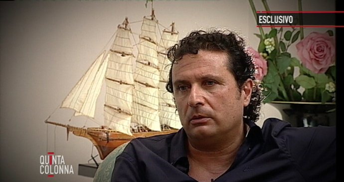 Kapitán Schettino při rozhovoru pro italskou televizi