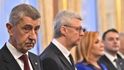Prezident Petr Pavel jmenuje vládu premiéra Andreje Babiše (ANO) složenou ze zástupců hnutí ANO, SPD a Motoristů: Na snímku zástupci za hnutí ANO Andrej Babiš, Karel Havlíček a Alena Schillerová (15. 12. 2025) Prezident Petr Pavel jmenuje vládu premiéra Andreje Babiše (ANO) složenou ze zástupců hnutí ANO, SPD a Motoristů: Na snímku zástupci za hnutí ANO Andrej Babiš, Karel Havlíček a Alena Schillerová (15. 12. 2025)