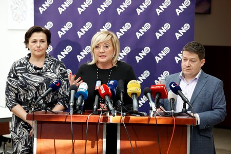Tisková konference ANO - Jana Berkovcová, Alena Schillerová, Patrik Nacher. (4.4.2023)