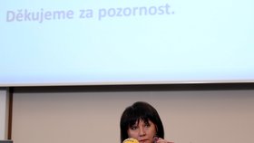 Ministryně financí Alena Schillerová vystoupila v Praze na tiskové konferenci k výsledkům státního rozpočtu za rok 2018 (3. 1. 2019)