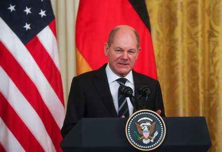 Německý kancléř Olaf Scholz v Bílém domě.