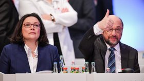 Martin Schulz a Andrea Nahles na sjezdu SPD