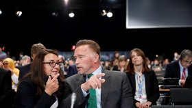 Arnold Schwarzenegger na konferenci o klimatických změnách v Polsku (3. 12. 2018)