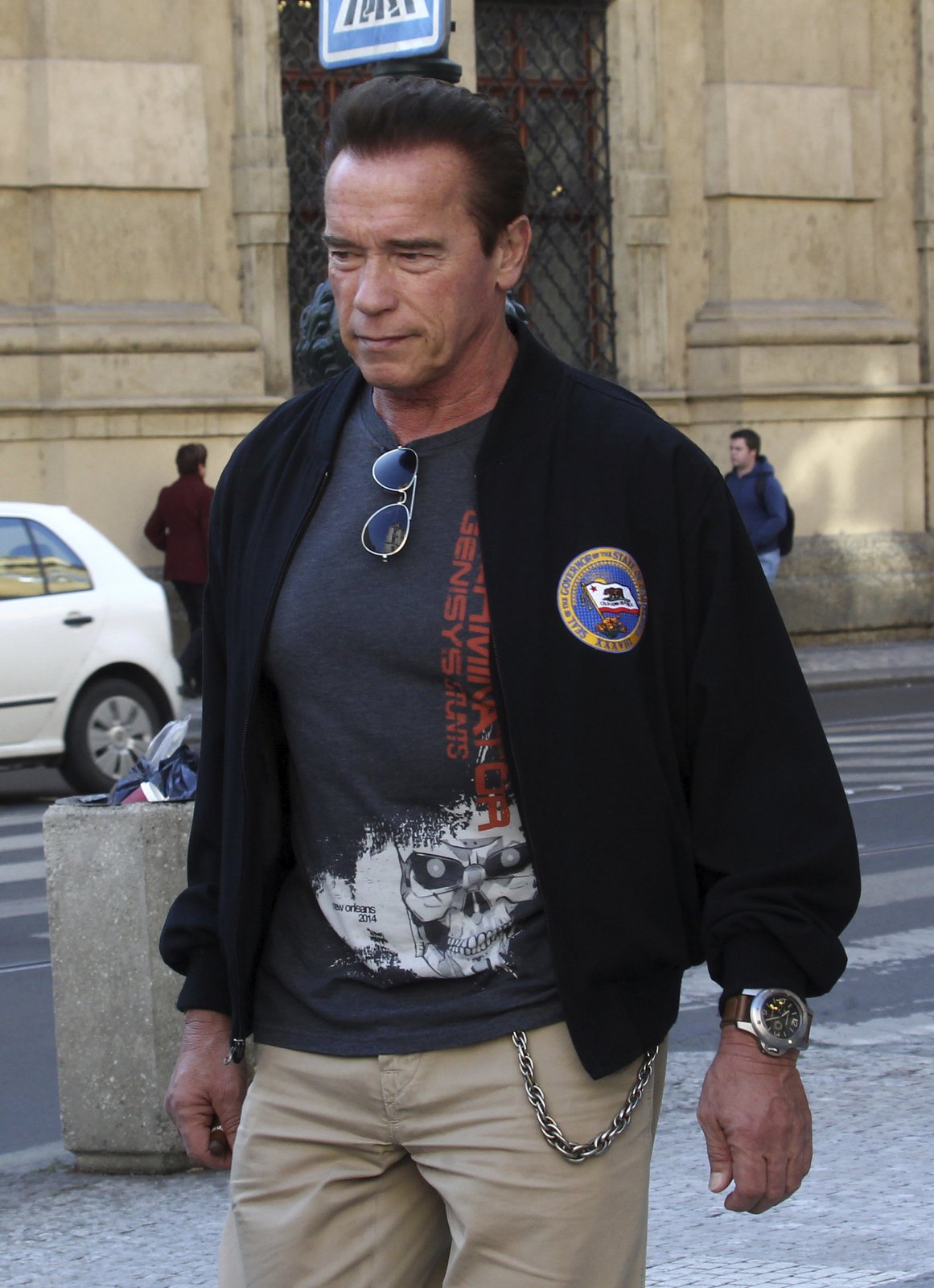 Arnold Schwarzenegger v centru Prahy.