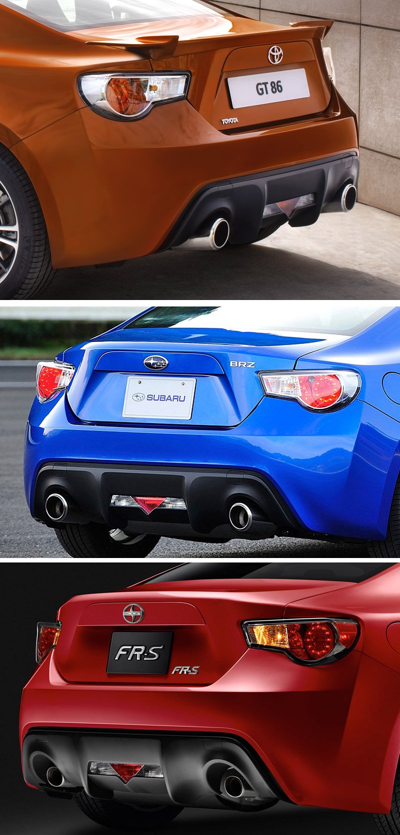 Toyota GT 86 vs Subaru BRZ vs Scion FR-S