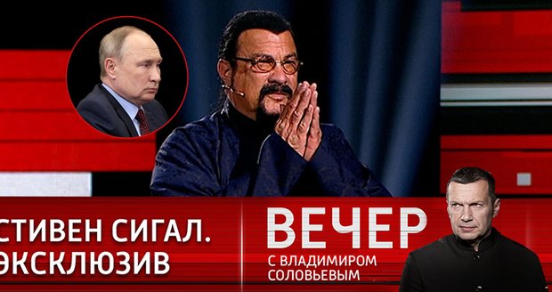 Přeběhlík Seagal v TV u Putinova propagandisty Solovjova: Jsem Rus, jsem tady doma!