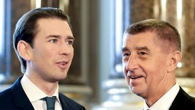 Premiér České republiky Andrej Babiš s rakouským kancléřem Sebastianem Kurzem během summitu zemí Visegrádské skupiny (V4) a Rakouska v Národním muzeu v Praze. (16. 1. 2020)