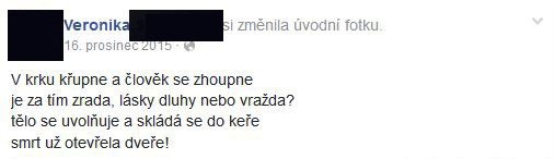 Veronika zveřejnila děsivá slova písně o smrti oběšením