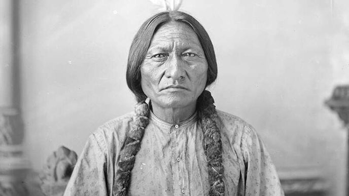 Siouxský náčelník Sedící býk Siouxský náčelník Sedící býk